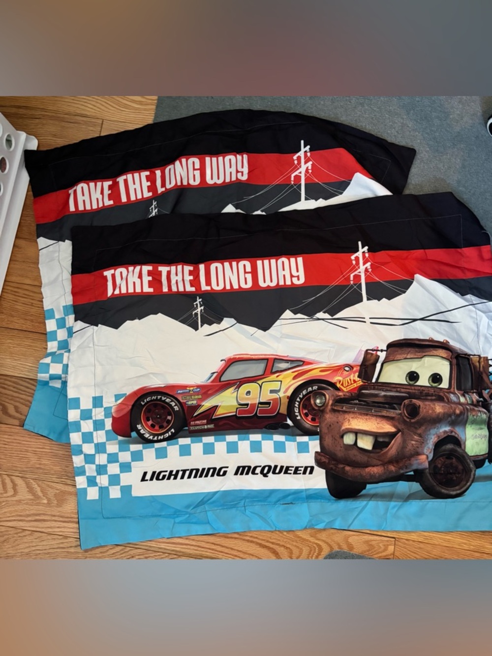 Disney Lightning McQueen Blue Red Black Kids Set of 2 Pillow Shams